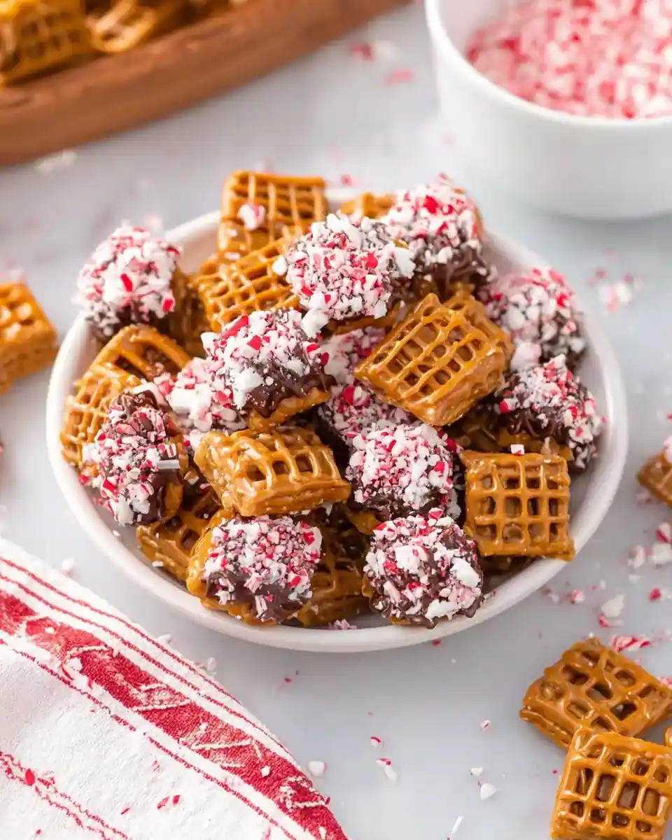 Christmas Caramel Pretzel Bites