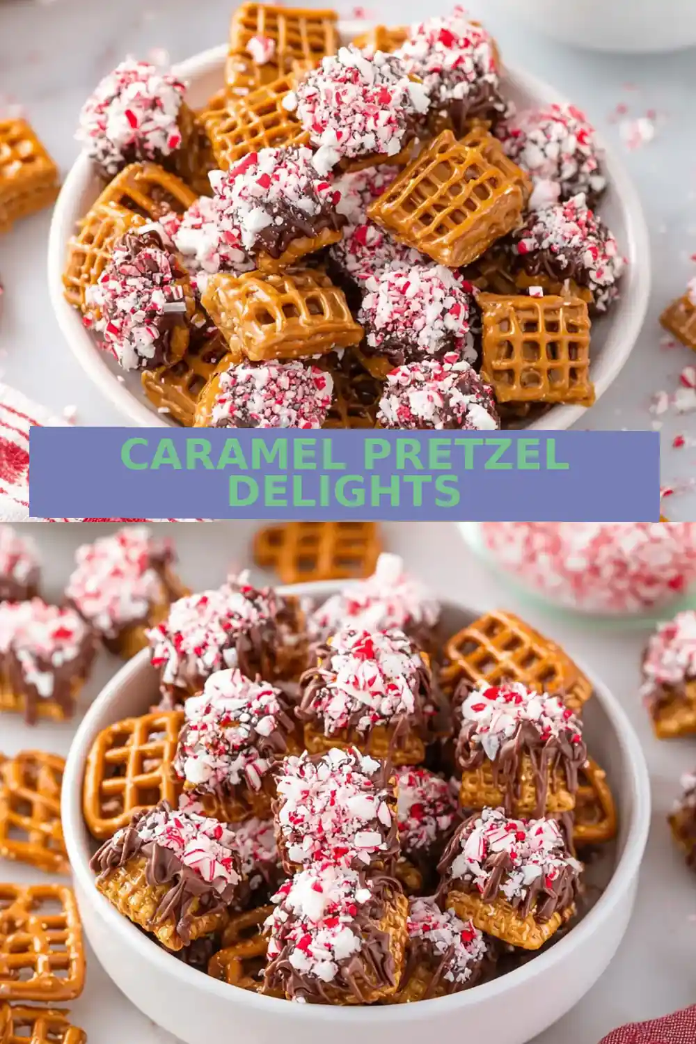 Christmas Caramel Pretzel Bites