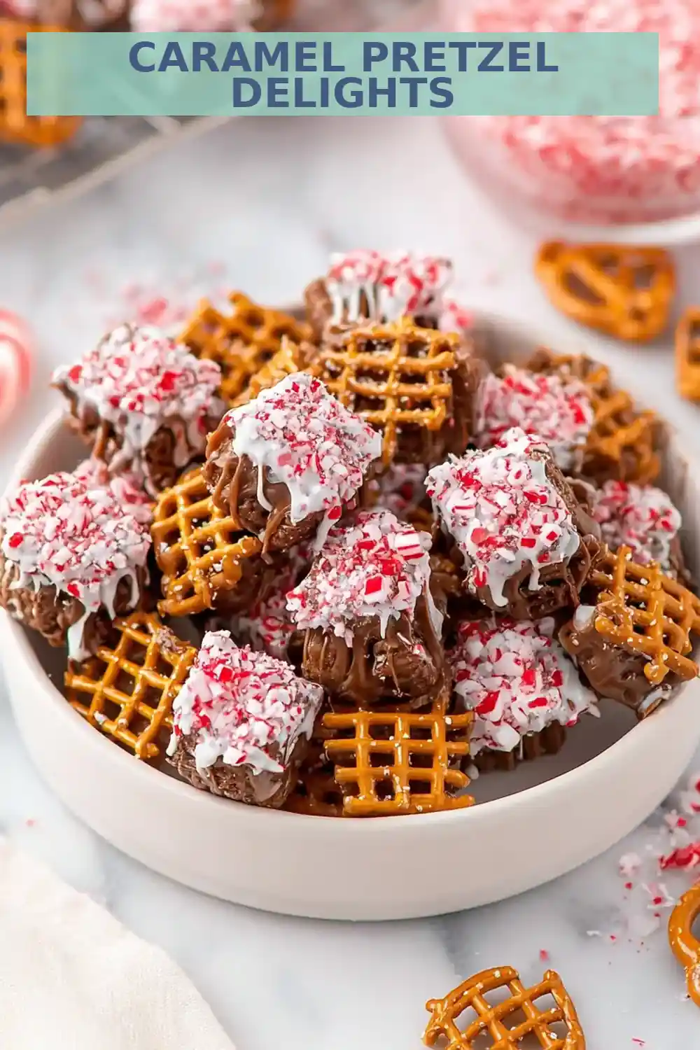 Christmas Caramel Pretzel Bites
